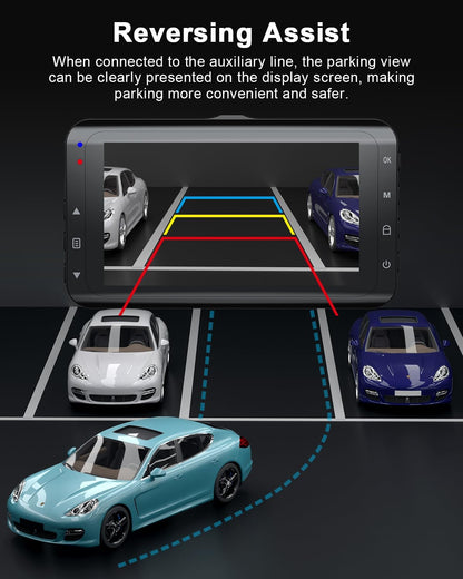 Dash Cam Front and Rear Camera, 4K+1080P Dual Dashcams for Cars with 64GB SD Card, 3.0" IPS Dashcam with Reverse Assist, App Control, 24H Parking Mode, Super Night Vision, Support Max 256GB