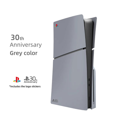 Limited Edition Grey Custom Replacement Faceplates with Logo Skin &30Th Anniversary Sticker ABS Cover Shell for PS5 Slim Console