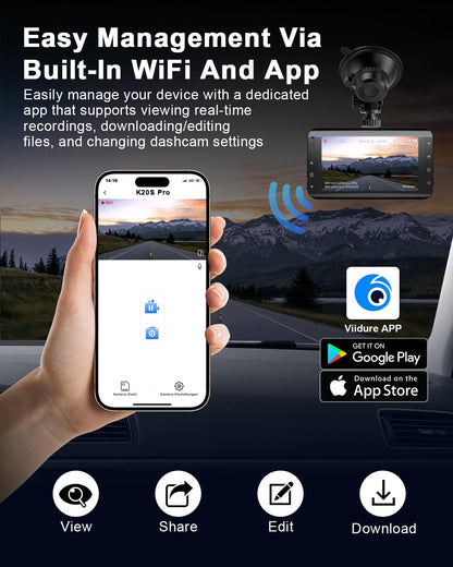 Dash Cam Front and Rear Camera, 4K+1080P Dual Dashcams for Cars with 64GB SD Card, 3.0" IPS Dashcam with Reverse Assist, App Control, 24H Parking Mode, Super Night Vision, Support Max 256GB