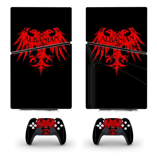Albania National Flat PS5 Slim Disc Skin Sticker Decal Cover for Console and 2 Controllers New PS5 Slim Disk Skin Sticker Vinyl
