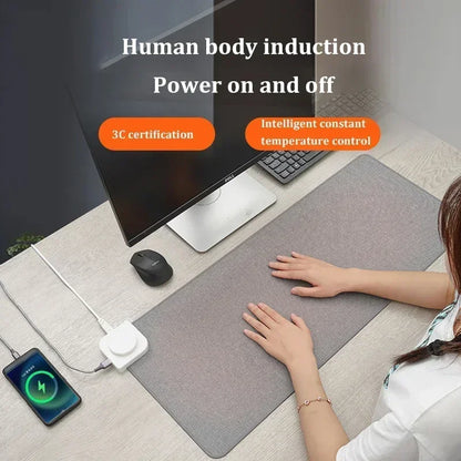 Intelligent Electric Heating Mouse Pad Winter Hand Warmer Computer Desk Heated Mat Office Desk Warming Pad Keyboard Table Mat