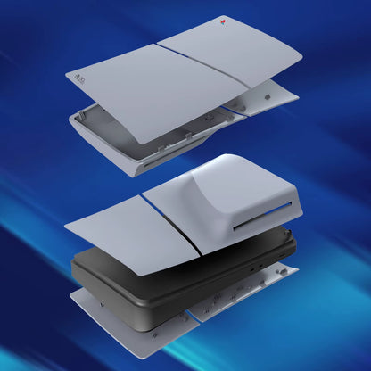 Limited Edition Grey Custom Replacement Faceplates with Logo Skin &30Th Anniversary Sticker ABS Cover Shell for PS5 Slim Console