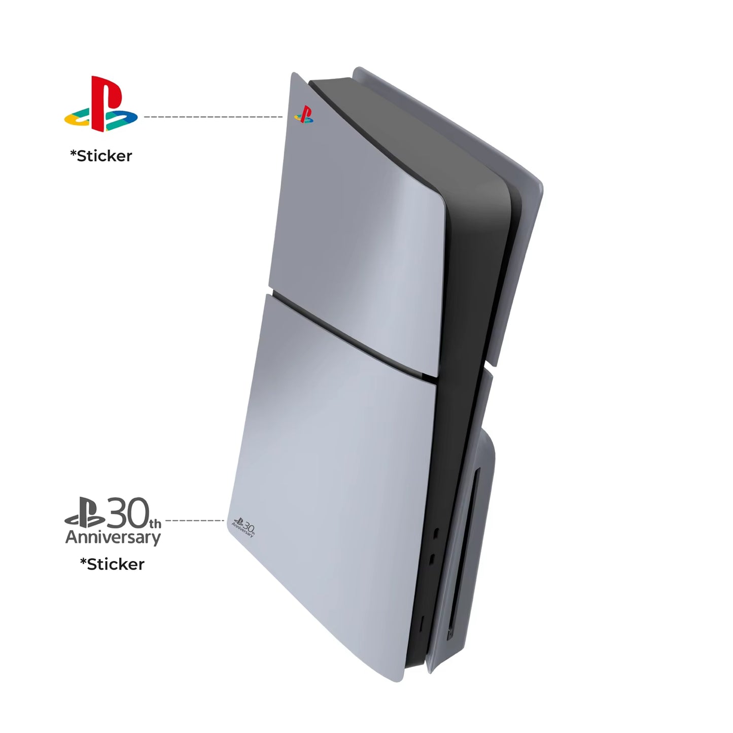 Limited Edition Grey Custom Replacement Faceplates with Logo Skin &30Th Anniversary Sticker ABS Cover Shell for PS5 Slim Console