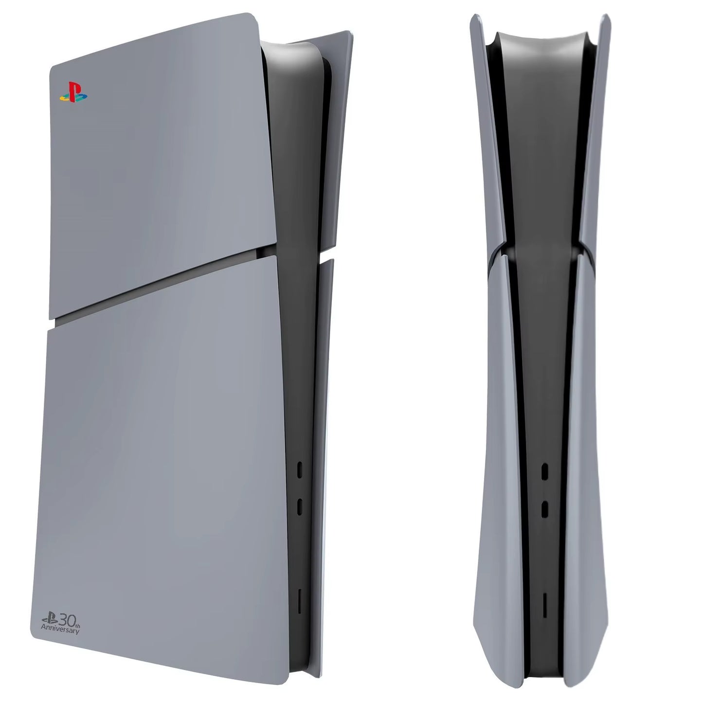 Limited Edition Grey Custom Replacement Faceplates with Logo Skin &30Th Anniversary Sticker ABS Cover Shell for PS5 Slim Console