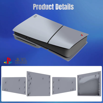 Limited Edition Grey Custom Replacement Faceplates with Logo Skin &30Th Anniversary Sticker ABS Cover Shell for PS5 Slim Console
