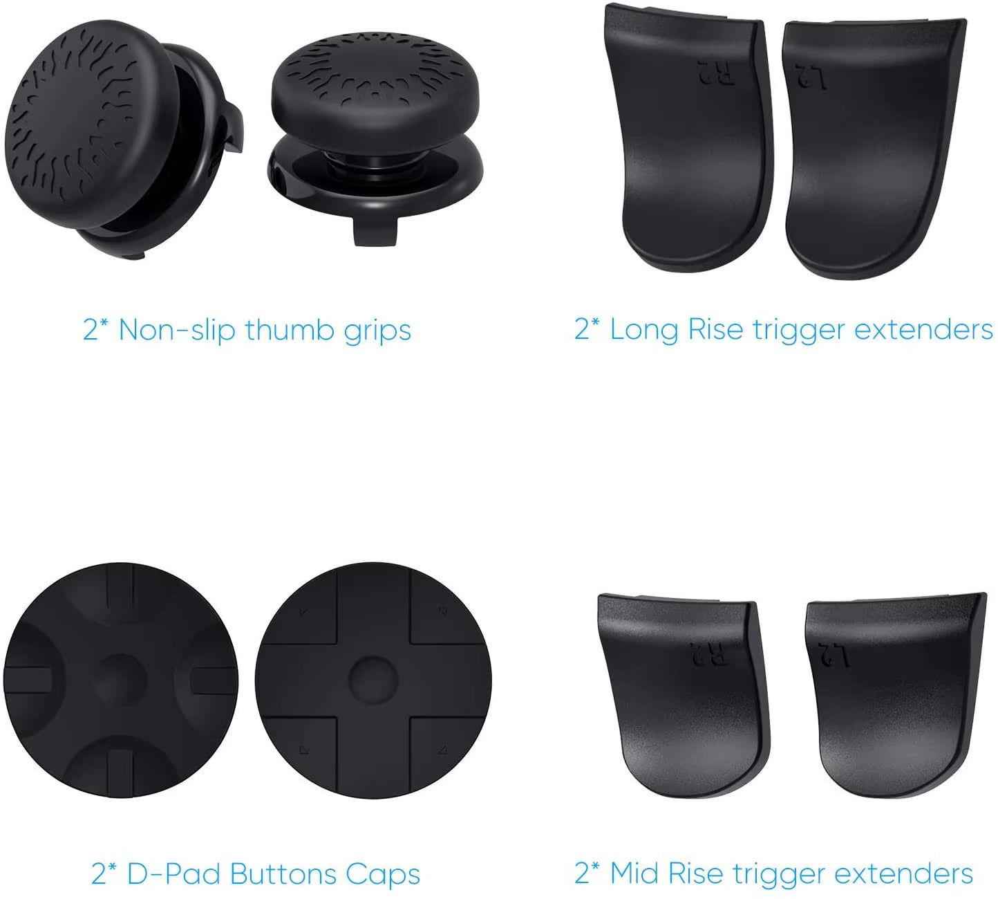 PS5 Accessory Kit Set, Compatible with Dualsense Controller, Thumb Grip Joystick + L2 R2 Trigger Extender + D-Pad Button, Suitab